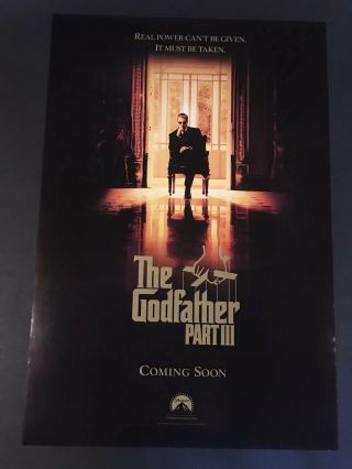 The Godfather Iii 1990 Rare Us Advance One Sheet Al Pacino $9.  99