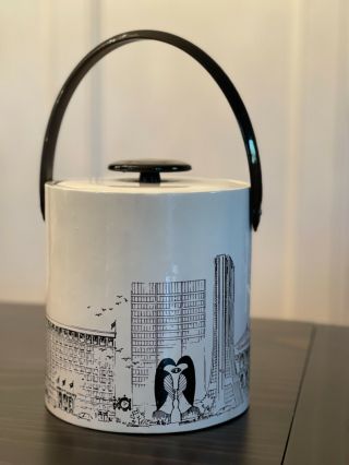 Rare Vintage Vinyl Ice Bucket Barware Chicago Picasso Navy Pier Water Tower Mcm