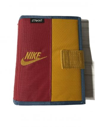 Rare Vintage 90s Nike Mead Mini Student Binder Planner Book 1994 Red Gold