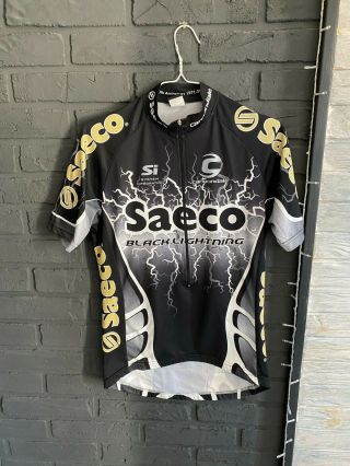 Vintage 2001 Cannondale Saeco Team Cycling Jersey Size M Rare Bike Shirt Black