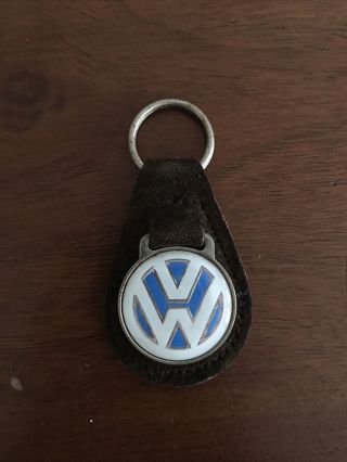 Vintage Rare 1970s Vw Logo Suede Leather Key Ring Fob Keychain Volkswagen