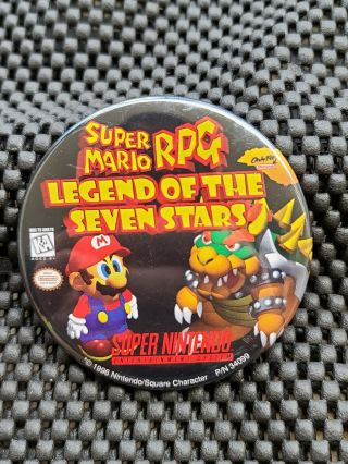 Vintage Nintendo Mario Rpg Pin Badge Button Rare Promo 96 Square Snes N64