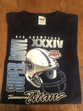 Rare Vintage 2000 Bowl 34 Tennessee Titans Afc Champions Shirt Nfl Vtg 90s