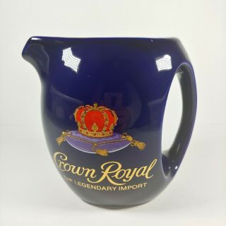 Rare Crown Royal Logo Dark Blue Pitcher With Handle 6 " Tall