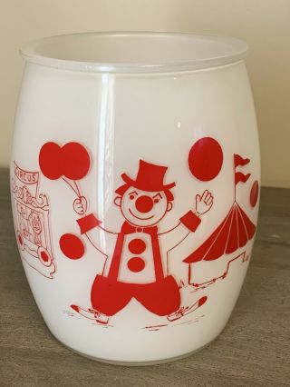 Vintage Bartlett Collins Red Circus Clown Glass Cookie Jar (rare) No Lid