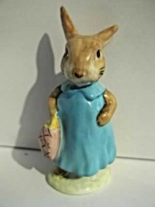 Rare Bp2a Gold Oval Beatrix Potter Figurine Beswick Mrs Flopsy Rabbit No Crazing