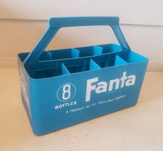 Rare Vintage Plastic Fanta Soda Pop 8 Pack Bottle Carrier Caddie Retro Blue