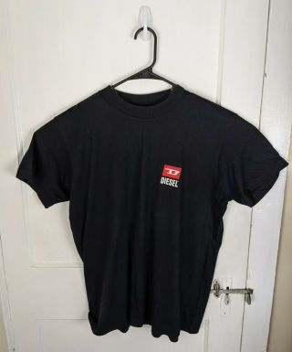 Vintage Diesel Men Large Logo T - Shirt Made In Italy 90s Black Official Rare