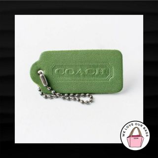 Rare 2.  25 " Coach Vintage Green Leather Key Fob Bag Charm Keychain Hangtag Tag