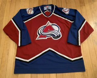 Colorado Avalanche Vintage 90’s Stitched Ccm Authentic Hockey Jersey Xl Rare Euc