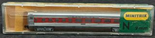 Minitrix: Santa Fe 3152 Streamliner Coach.  N Scale West German Vintage,  Rare.