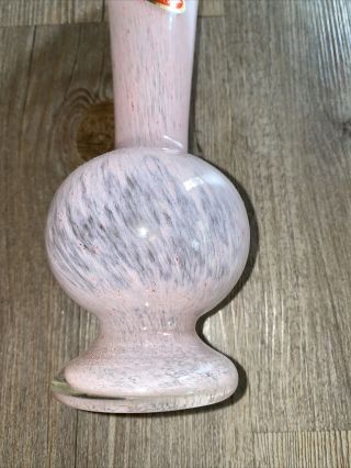 Vintage Murano Art Glass Bud Vase Hand Blown Ruffle 9” Tall Rare PINK 3