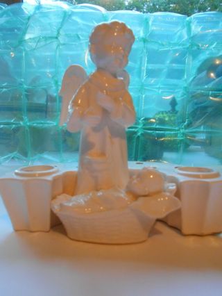RARE HOLT HOWARD Vtg Angel Boy Baby Jesus Christmas Candle Holder Flower Frog 2