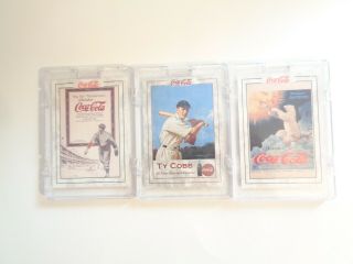 Coca - Cola Set Of Three Cards Ty Cobb - Rare,  Big Six Mathewson,  Polar Bear