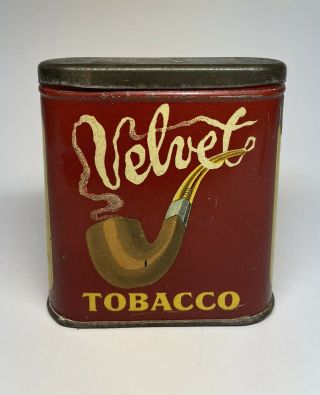 Vintage Velvet Pipe And Cigarette Tobacco Tin Rare Size Vgc