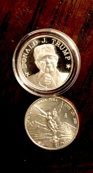 Set Of 2 1/10 Oz Rare Silver One Is 1/10 Oz Trump And One 2000 1/0 Libertad 67