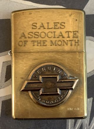 Rare 2000 Brass Chevorlet Chevy Gm Team Salesman Of The Month Zippo Lighter
