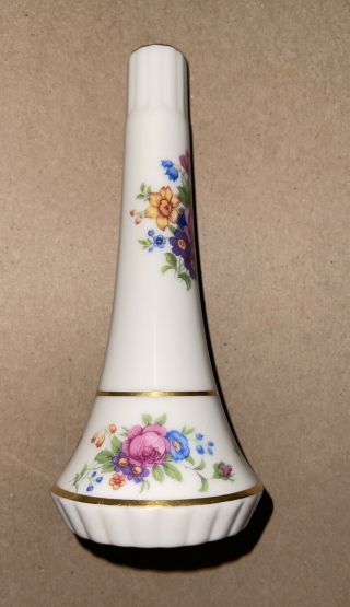 Vintage Lenox Rose 6” Bud Vase 24k Gold Gilding hand 2606/J300 Green Stamp RARE 2