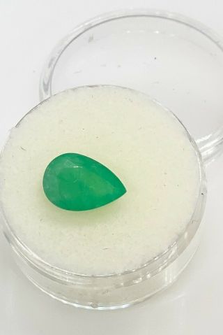 Rare $3000 2.  39ct Pear Cut Colombian Emerald Loose Gem