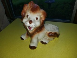 Vintage 1950s Hand Painted Ceramic " Lion " Planter Rare