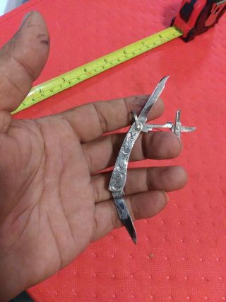 Rare Vtg S.  M.  Z Sterling Silver,  Stainless Steel Blade Folding Pocket Knife