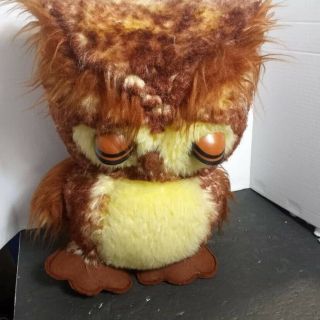 Vintage The Rushton Company 12 " Brown Yellow Owl Rare Hard Rubber Eyes On Face