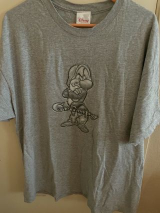 Rare Disney Store Grumpy Shirt With Snow White And Dwarves Patches On Back 2xl