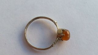 Rare Vintage Old USSR Women ' s Ring Sterling Silver 875 Baltic Amber 3