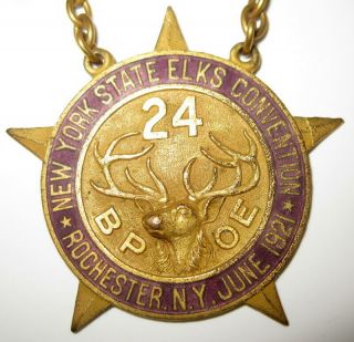 1921 Rare Star Shaped Antique Elks Medal / Civil War Gar ?? Masonic Mason