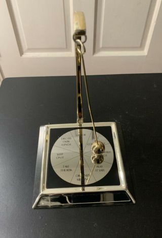 Rare Vintage Gold Desktop Swinging Pendulum Decision Maker - 8 Options Euc