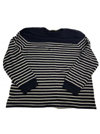 Rare Polo Ralph Lauren Blue White Striped Sweater Shirt Xxl Bear Long Sleeve