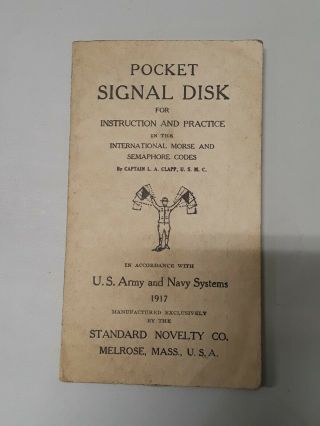 1917 Pocket Signal Disk Morse Code U.  S.  Army Navy With Instructions Rare Vintage