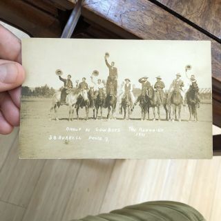 Rare 1911 Group Cowboys Western Rodeo Rppc Photo Postcard At Pendleton Round - Up