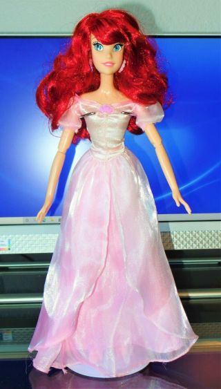 Rare Limited Disney The Little Mermaid Ariel Singing Doll Figure Pink Dress 17 "