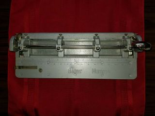 Rare Bates Hummer 4 Hole Punch Adjustable Metal Legal 14 " Paper Usa Heavy Duty