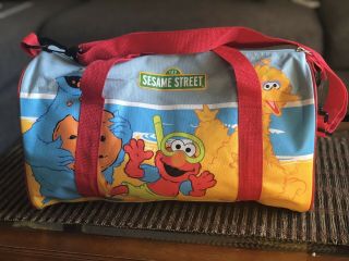 Rare Sesame Street Elmo,  Cookie Monster,  Big Bird Beach Theme Shoulder Duffle Bag