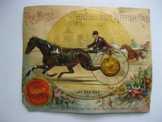 Rare Victorian Trade Card Dueber Watch Case Newport Ky Sulky Race Horse Bike 8b