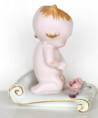 Vintage Lefton ' s Porcelain Kewpie Doll Figurine with Gold Trim 229 Japan RARE 2
