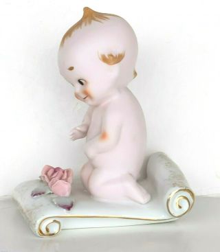 Vintage Lefton ' s Porcelain Kewpie Doll Figurine with Gold Trim 229 Japan RARE 3