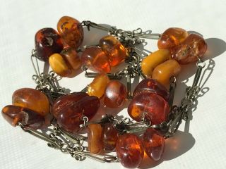 Rare Natural Antique Baltic Vintage Amber Old Butterscotch Beads Necklace 54,  62