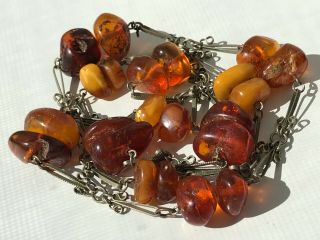 RARE Natural Antique Baltic Vintage Amber OLD BUTTERSCOTCH BEADS Necklace 54,  62 2