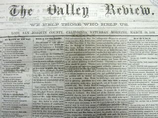 Rare 1880 Lodi California Newspaper San Joaquin County 140 Years Old
