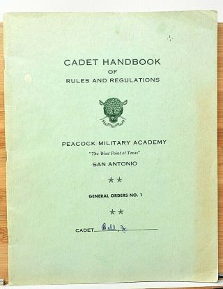 Rare 1960 Cadet Handbook Rules Regs Peacock Military Academy San Antonio Texas