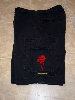 Vintage Jnco Long Black Jean Shorts 32w Mens Skater Skateboard 90s Cargo Rare