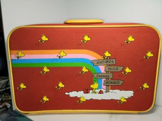 Rare Vintage 1965 Snoopy Woodstock Cartoon Character Kids Travel Bag Suitcase