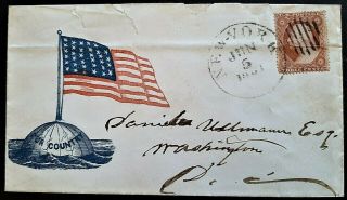 26 Civil War Patriotic - Ex Rare Globe & Flag Floating On Ocean (only 3 Recorded)