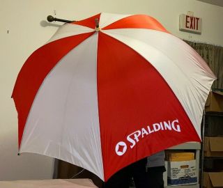 Large Rare Vintage Spalding Umbrella Striped Red White With Tags N