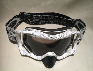 Oakley Crowbar Black White Mx Black Lens Motocross Goggles Rare Pattern