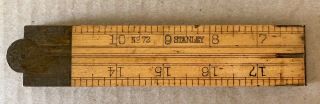 Rare Stanley Rule Level Co.  No.  72 - 24 " Boxwood Brass Folding Rule Ca 1900