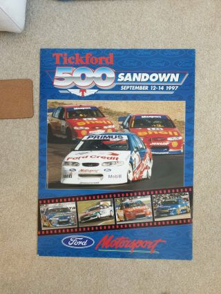 Rare Poster Sandown 500 1997 With Ford Drivers Johnson Bowe Seton Larkham Jones